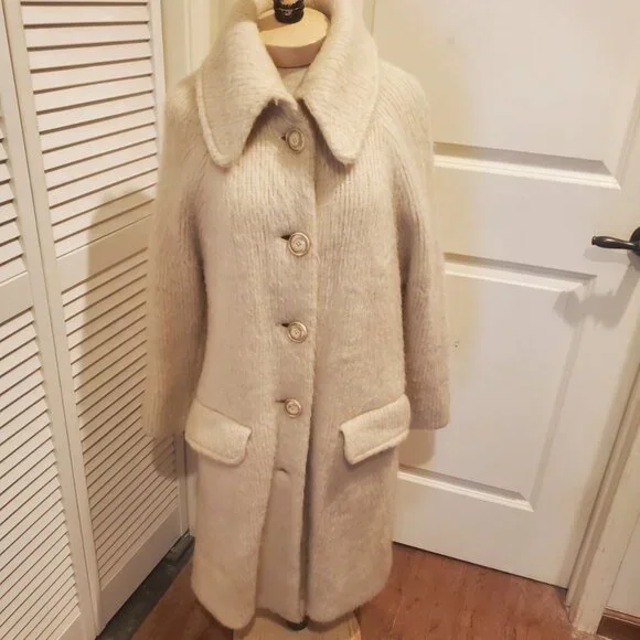 Vintage cream wool sweater coat (1960s) - Picture 7 of 7